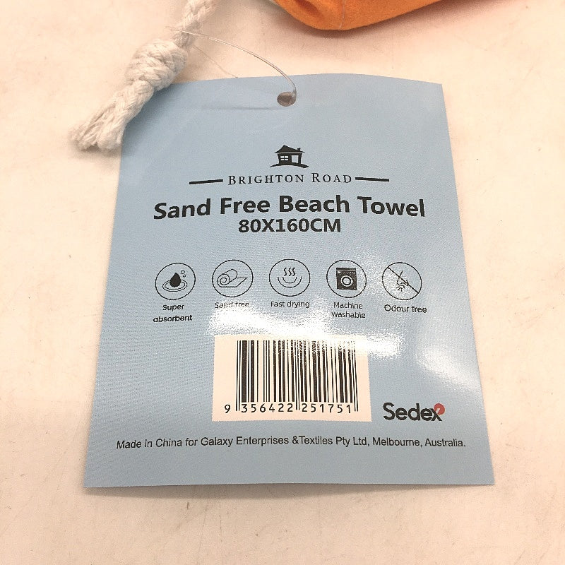 Brighton Road 2Pck Red Orange Sand Free Lightweight Microfibre Beach Towels NEW