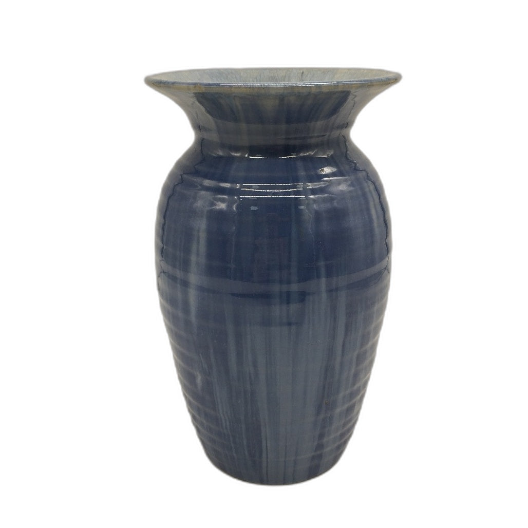 Candy Ware Made In England Streaked Blue High Gloss Glaze Pottery Vase 24cm