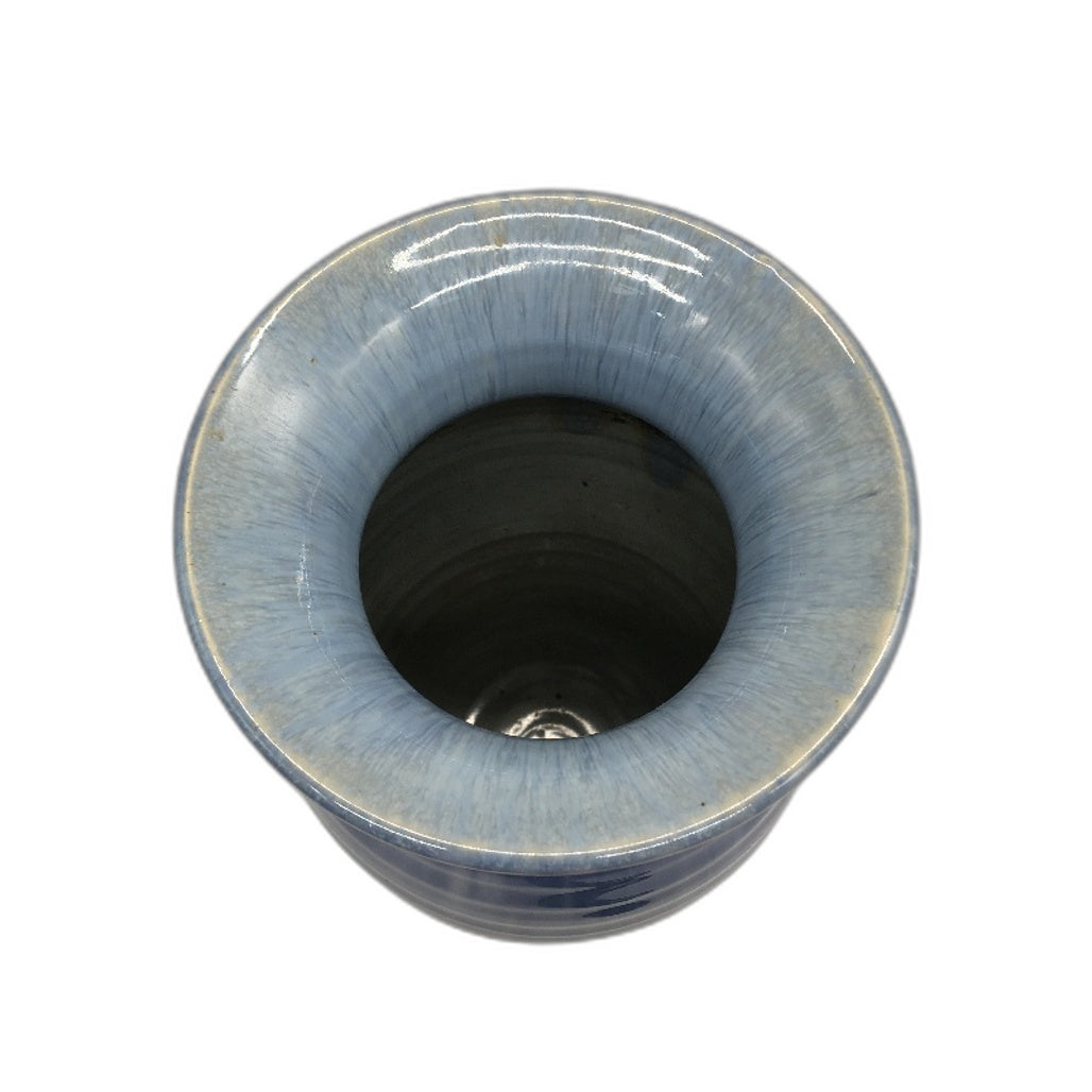 Candy Ware Made In England Streaked Blue High Gloss Glaze Pottery Vase 24cm