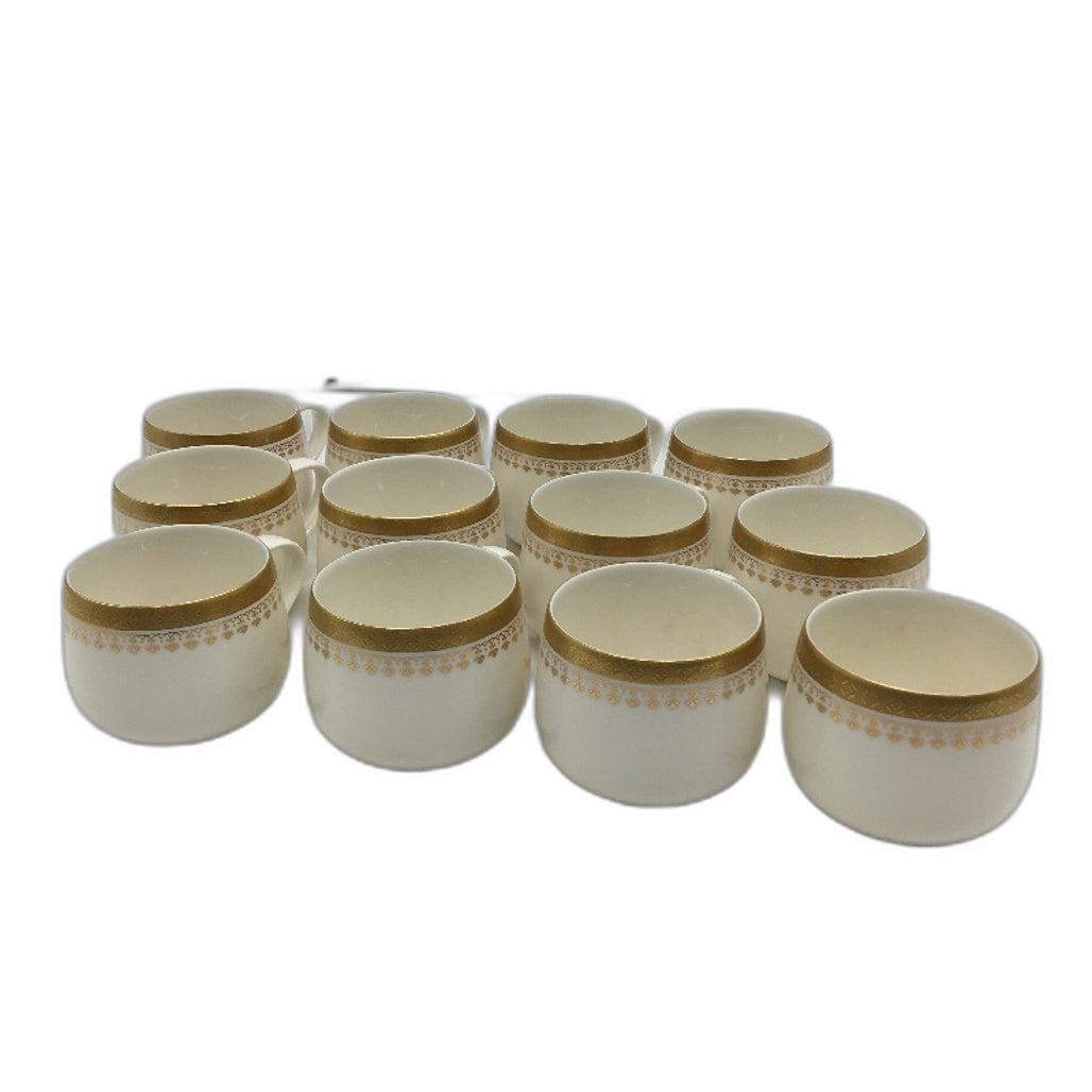 VINTAGE 12 Piece Seyei Shellbone Gold Lace Fine China Cup Set Made In Japan