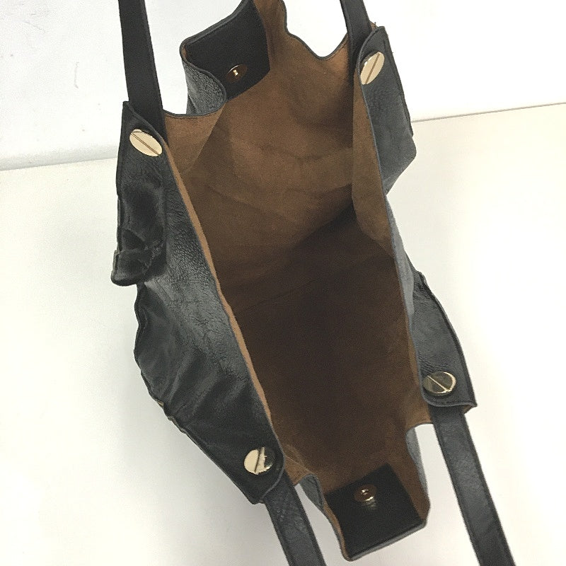 Agent Ninetynine Soft Faux Leather Tote Lightweight Shoulder Bag Black NEW