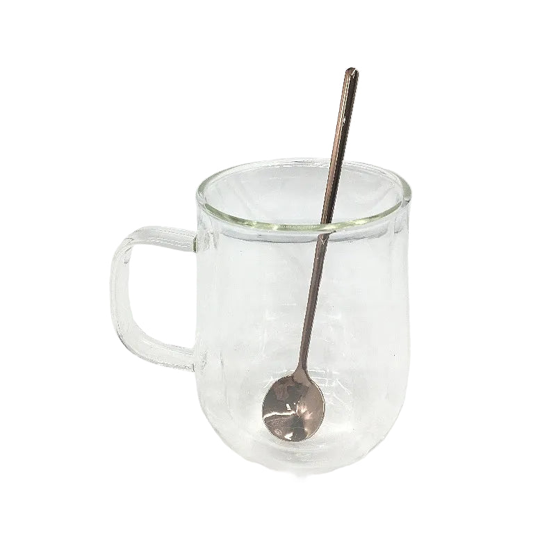 Comome 4 Pcs 470ml Double Walled Glass Coffee Mugs Tea Cup Set With Handles