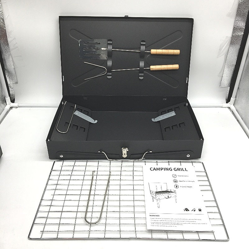 XICEN Outdoor Foldable Portable Camping BBQ Grill With Accessories & Lid