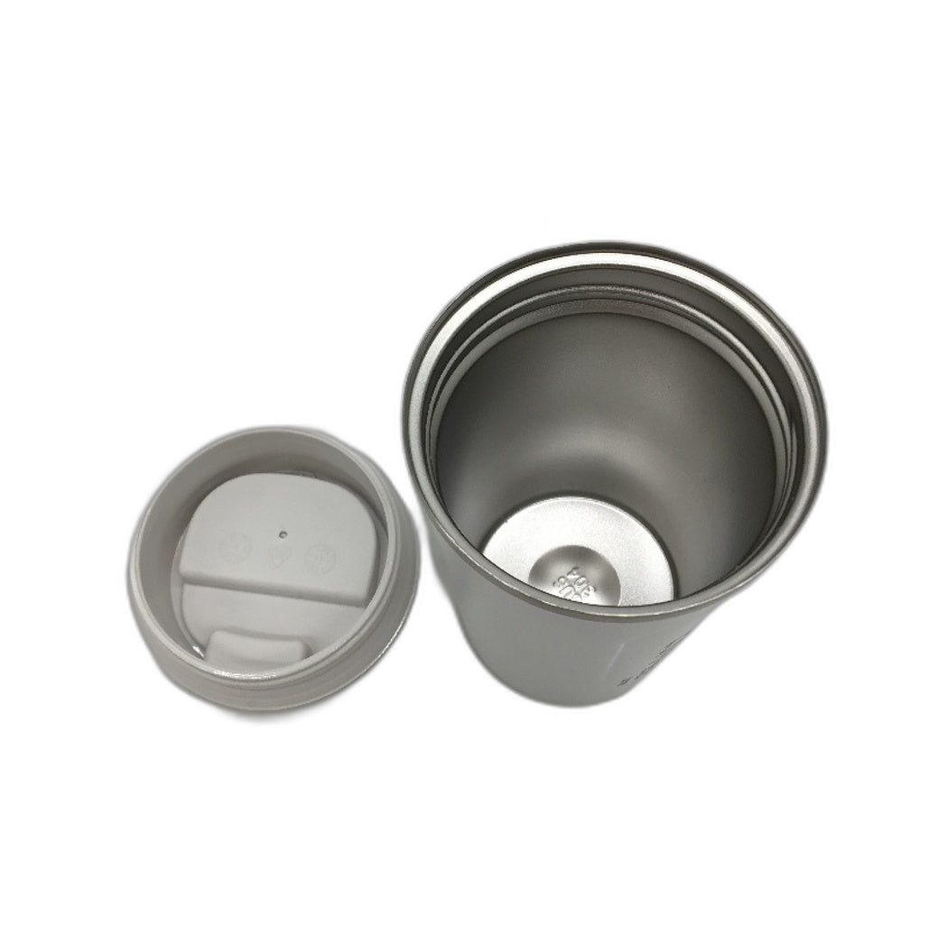 Stainless Steel Cream White Coffee Cup Insulated Travel Mug Leak Proof Lid