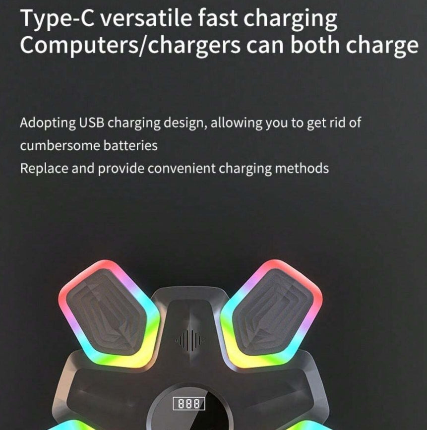 Music Boxing Target Machine With Lights Wall Mounted Bluetooth Black NEW