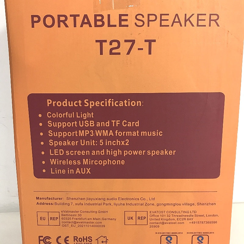 JYX T27 T Portable Speaker Karaoke Machine 2 Microphones LED Lights Bluetooth