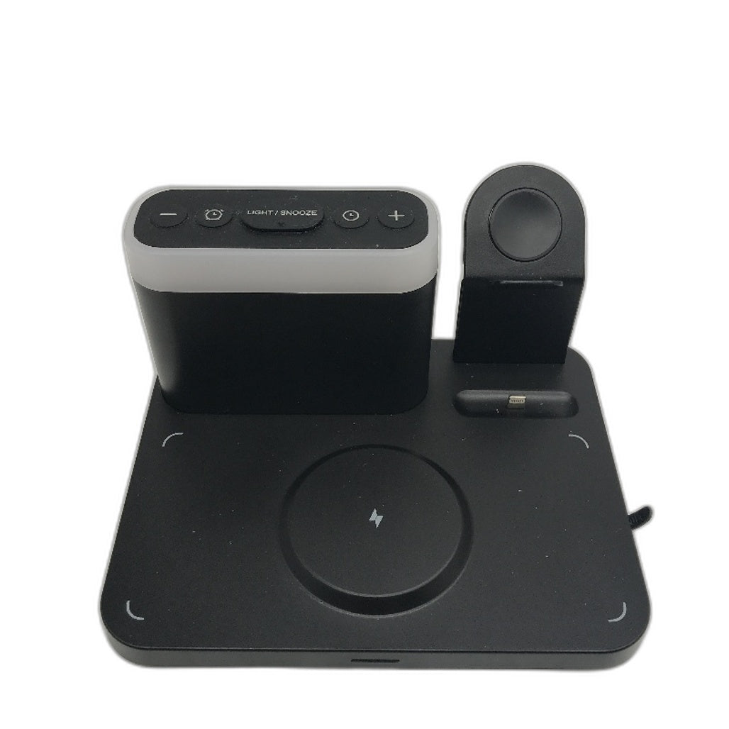 Anjank 5 In 1 Wireless Charging Station With Alarm Clock Night Light NEW