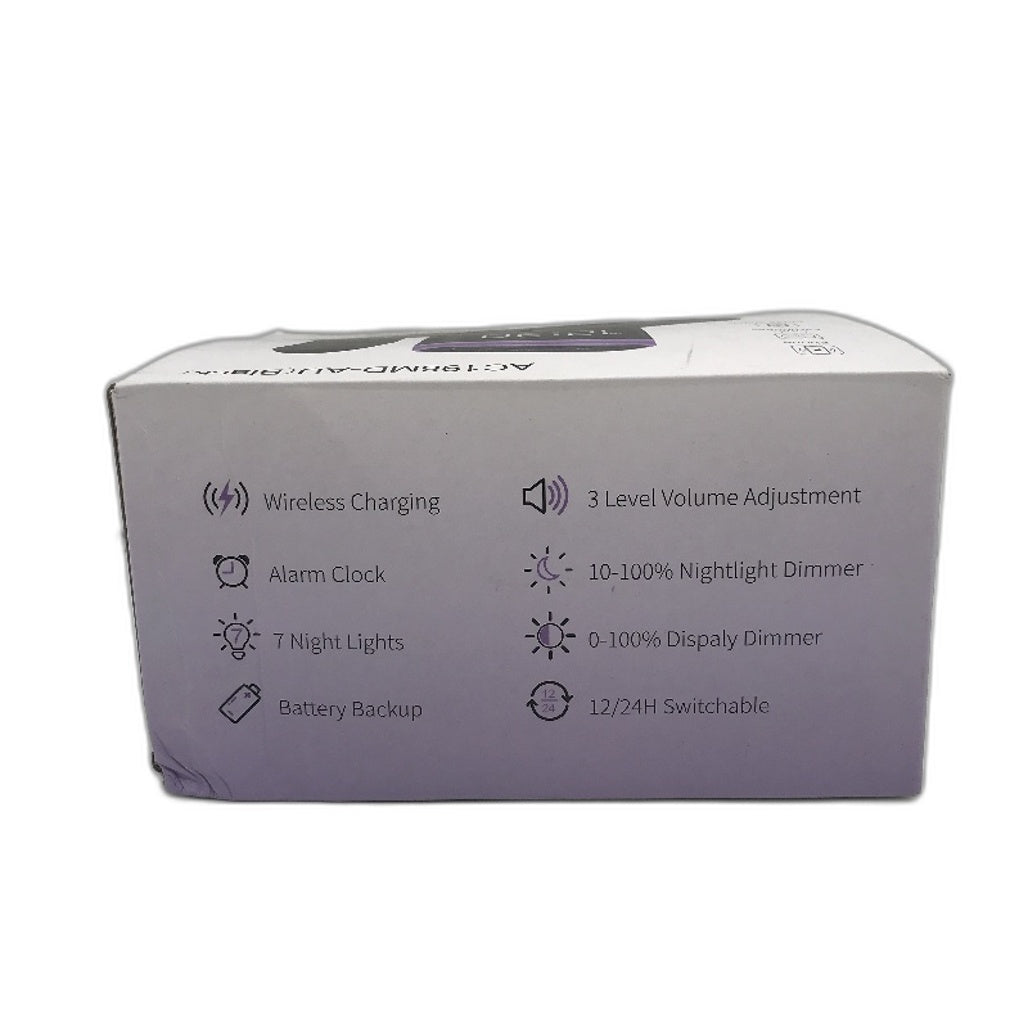 Anjank 5 In 1 Wireless Charging Station With Alarm Clock Night Light NEW