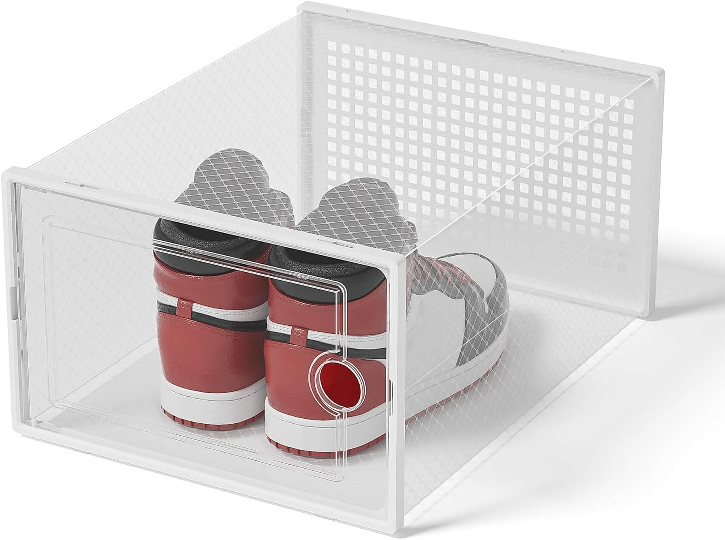 Kuject Set Of 12 Clear Plastic Stackable Shoe Storage Organiser with Lids NEW