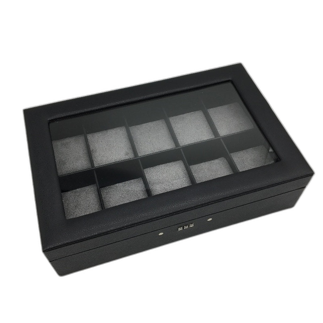 ProCase 10 Slot Watch Case Display Box With 3 Digit Combination Lock Black NEW