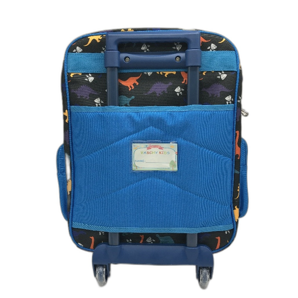 Vaschy Dinosaur Kids 18 Inch Luggage Carry On Suitcase With Wheels Blue NEW