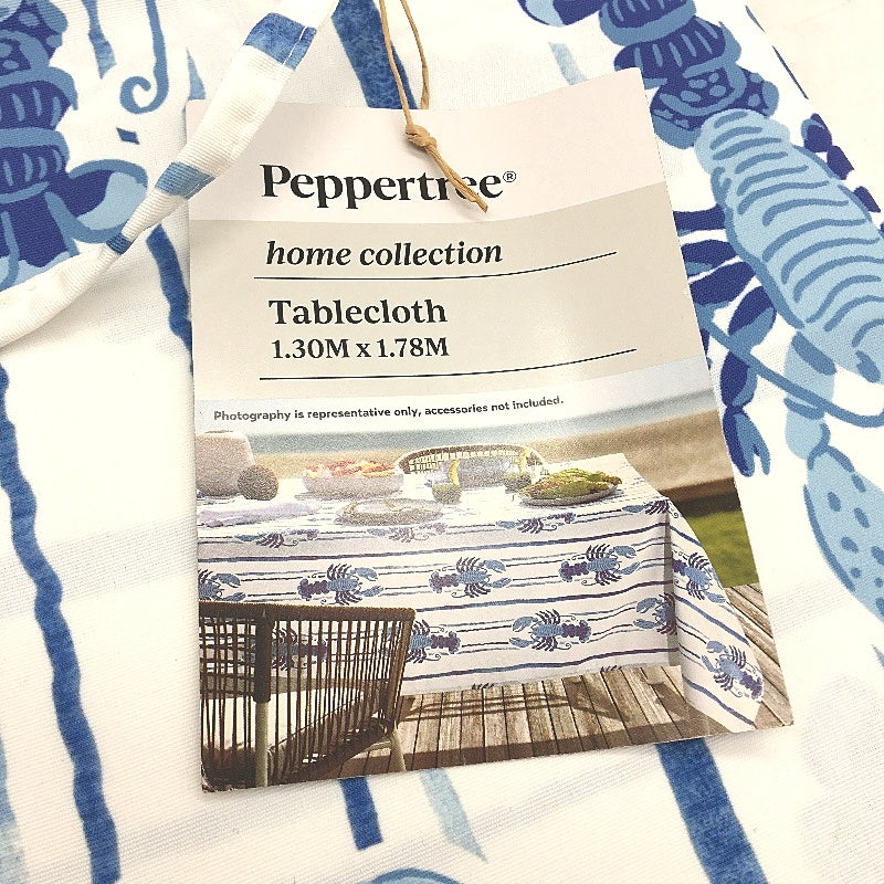 Peppertree Home Collection Blue Lobster Rectangle Tablecloth 130 x 178cm NEW