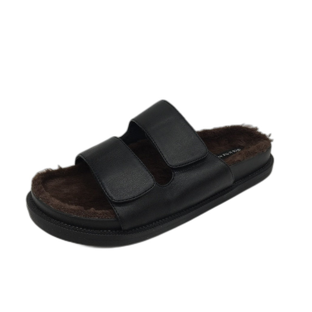 Alice In The Eve Didi Black Fluffy Lined Slides Ladies Size US 9 EU 40 NEW