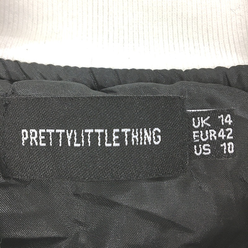 Pretty Little Thing Black Bomber Jacket w/ Green Boston Design Ladies Sz UK14 NEW