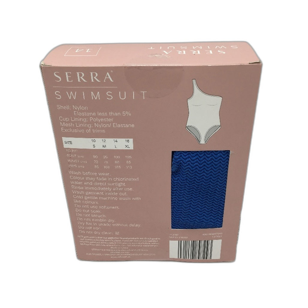 Serra Womens Cobalt Blue One Sholder Textured Swimsuit Size 14 NEW