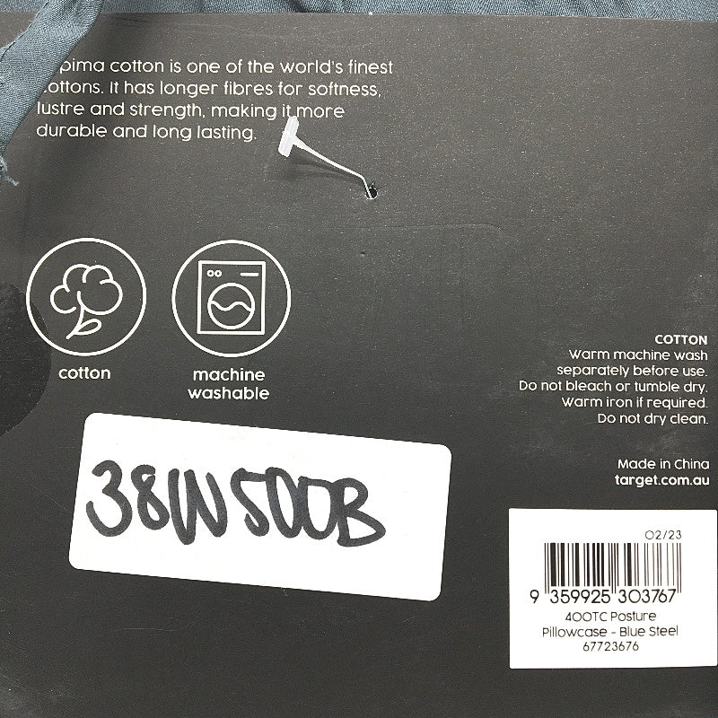 Suprima Set of 1 Blue Steel Posture & 2 European Pillowcases NEW