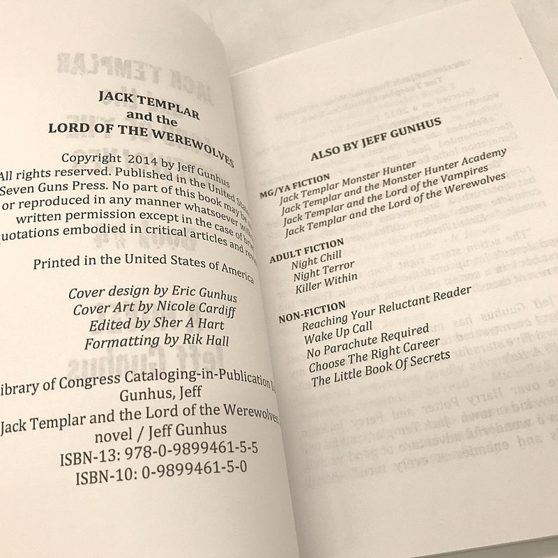 Jack Templar and the Lord of Werewolves Book by Jeff Gunhus NEW