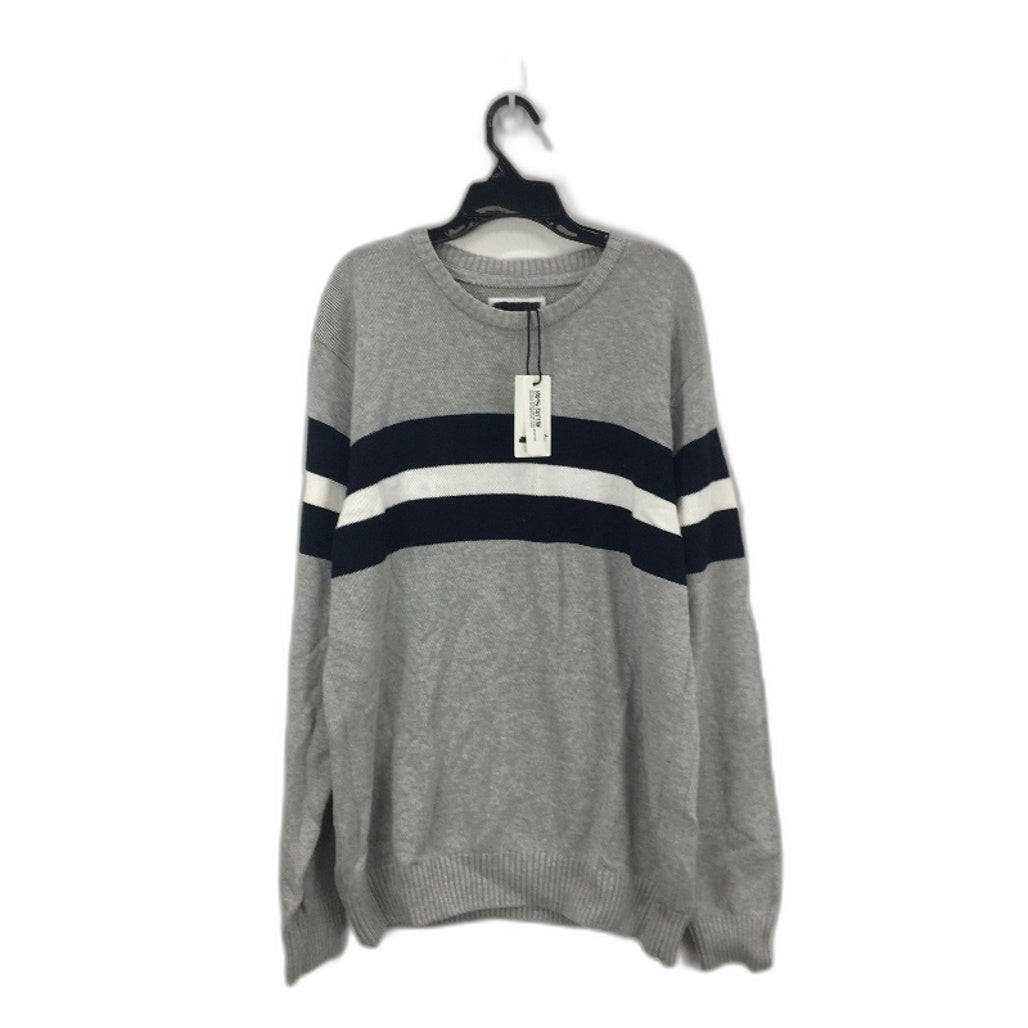 Jeanswest Mens Light Grey Knit with Stripes Long Sleeve Jumper Size L NEW