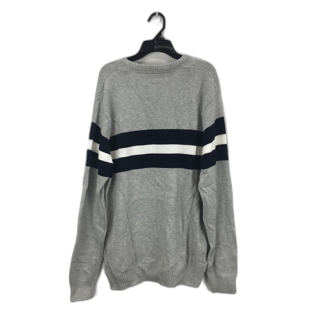 Jeanswest Mens Light Grey Knit with Stripes Long Sleeve Jumper Size L NEW