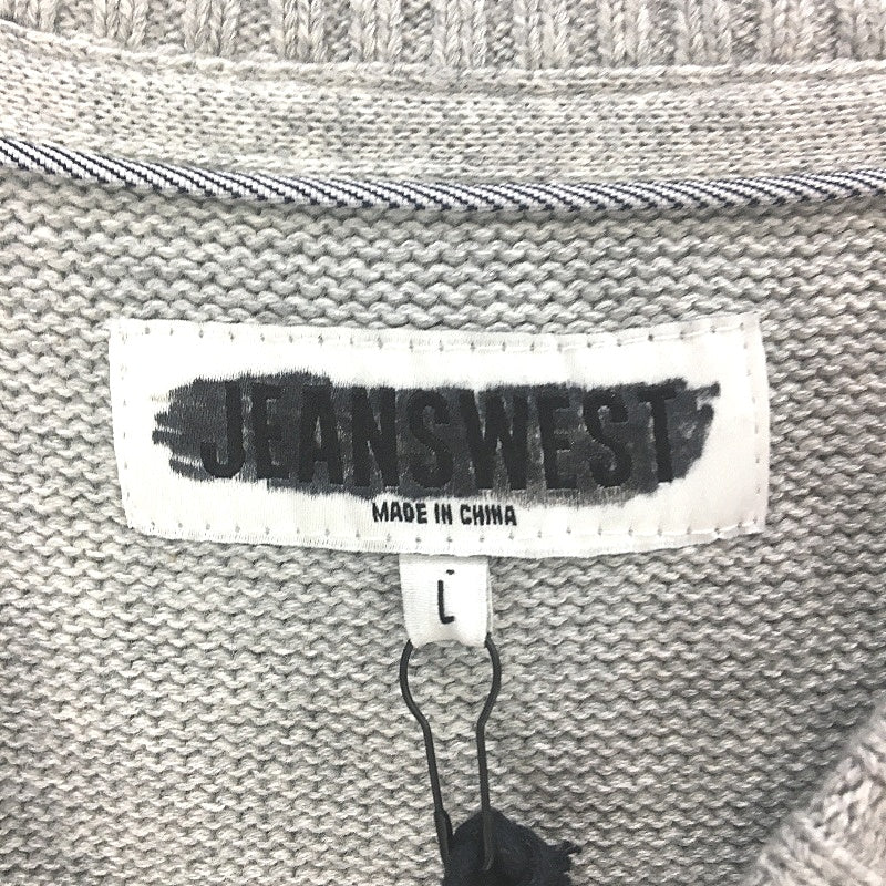 Jeanswest Mens Light Grey Knit with Stripes Long Sleeve Jumper Size L NEW