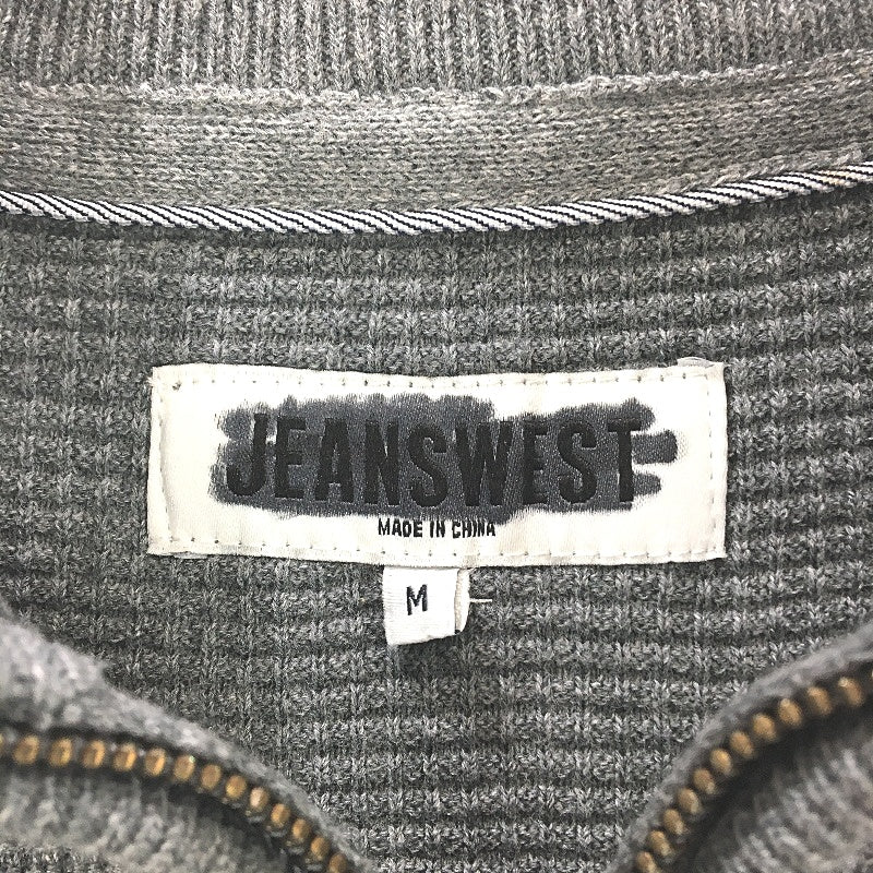 Jeanwest Mens Dark Grey Waffle Soft Zipper Long Sleeve Jumper Size M NEW