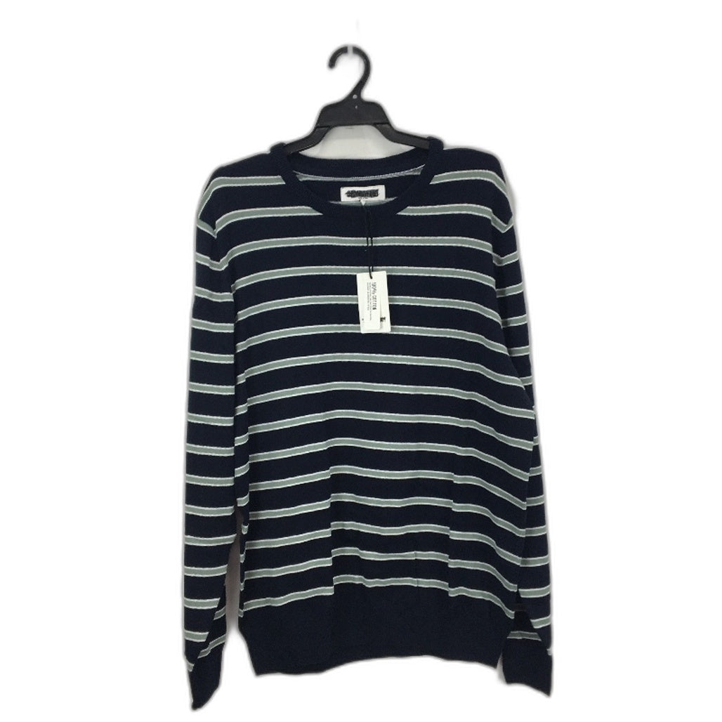 Jeanwest Mens Striped 100 Cotton Black & Green Long Sleeve Jumper Size L NEW