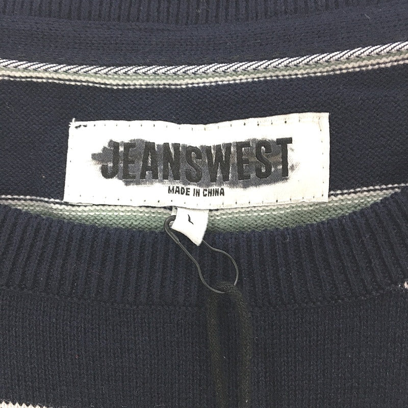 Jeanwest Mens Striped 100 Cotton Black & Green Long Sleeve Jumper Size L NEW