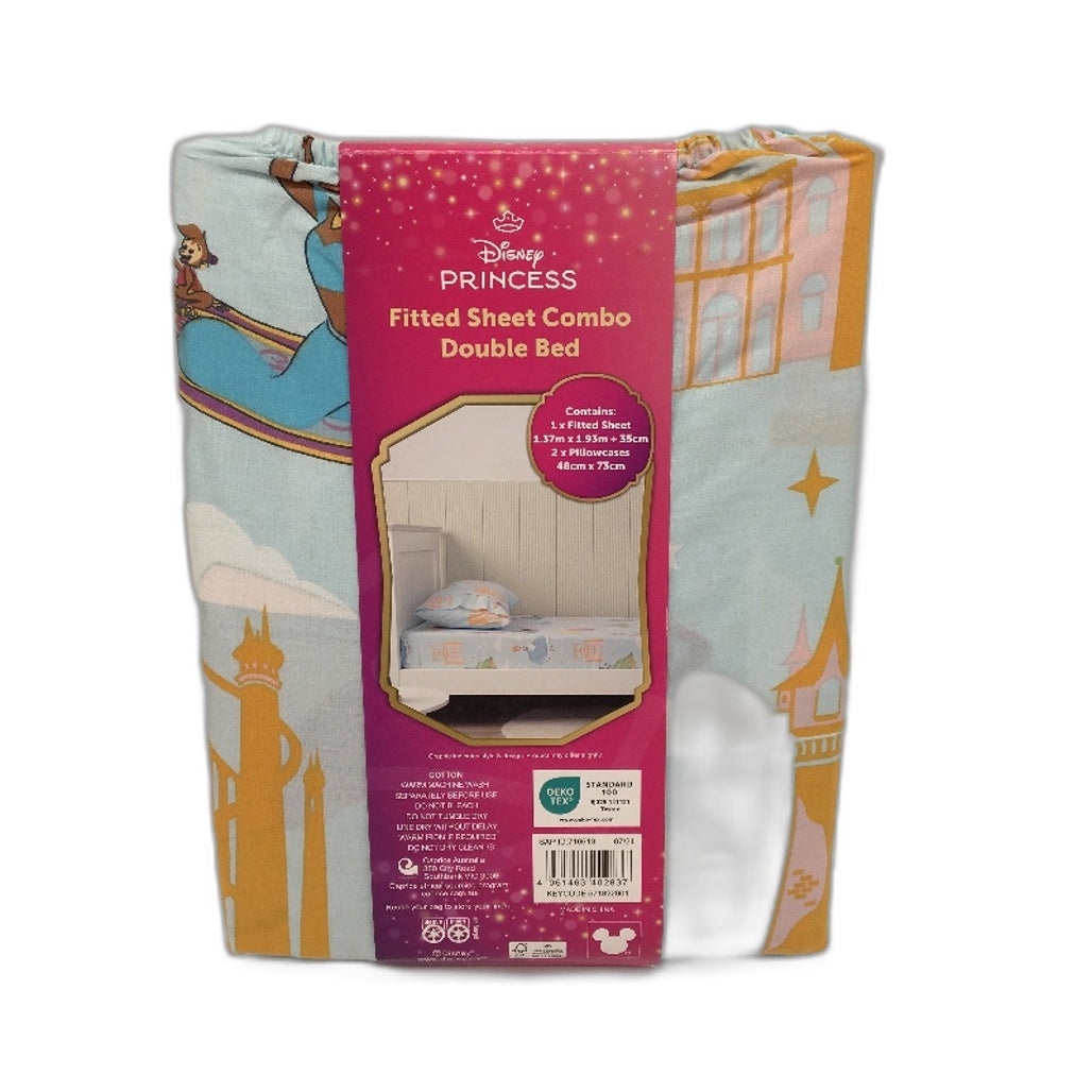 Disney Princess Fitted Sheet Combo Double Bed Inc 2 Pillow Cases NEW