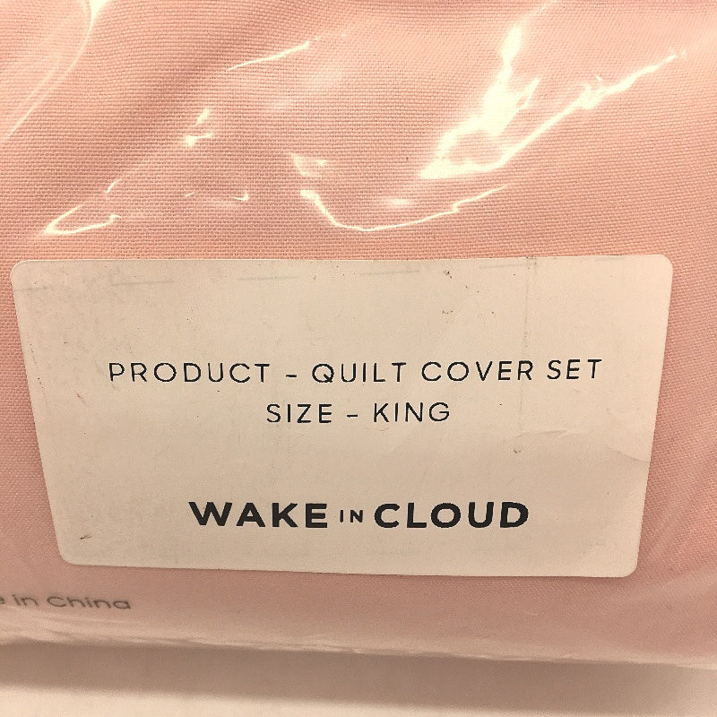 Wake in Cloud Pink Quilt Cover Set King with 2 Pillowcases NEW