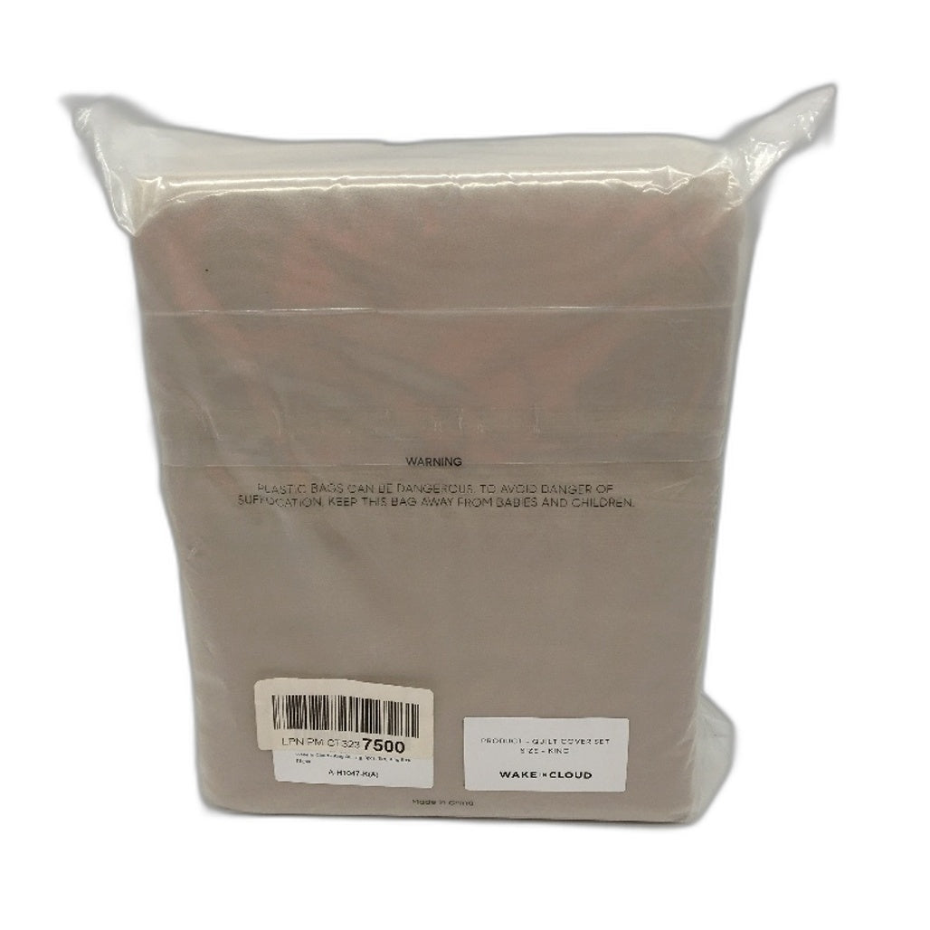 Wake in Cloud Beige Quilt Cover Set King with 2 Pillowcases NEW