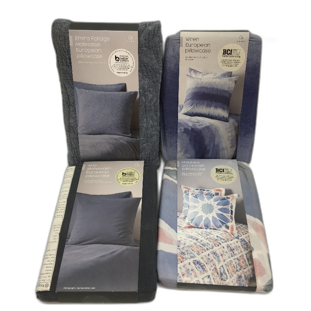 Target 4 Mixed Blue Tones Textures/Colours Europoean Pillow Cases NEW
