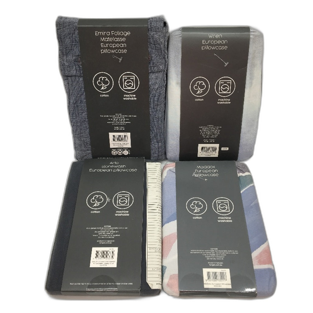 Target 4 Mixed Blue Tones Textures/Colours Europoean Pillow Cases NEW