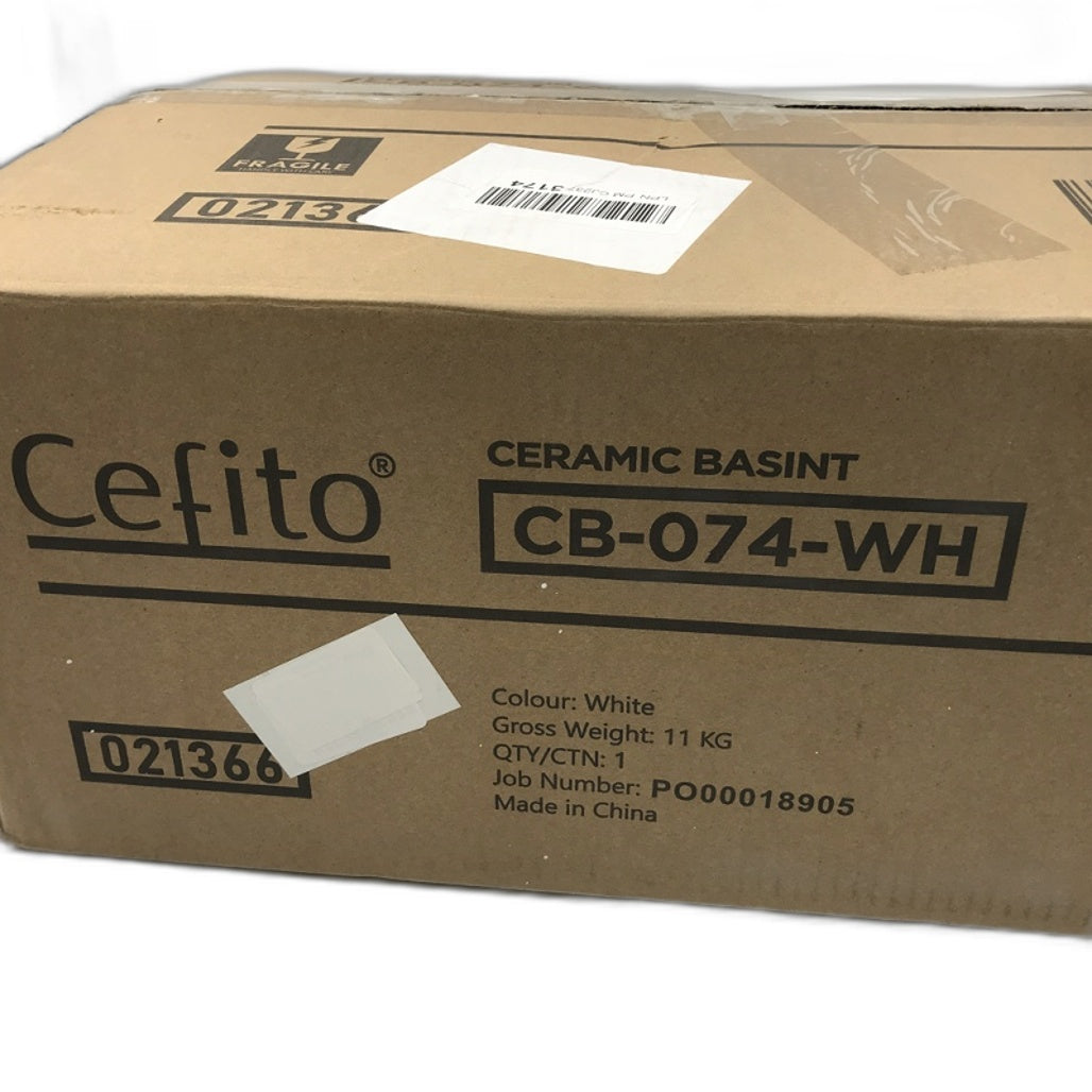 Cefimo White Rectangular Ceramic Basin/Sink CB-074-WH NEW