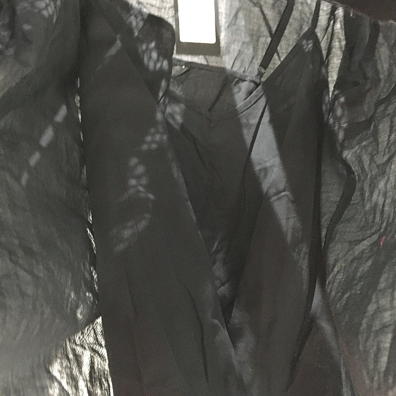 Portmans Black Sheer Patterned Embroidered Blouse w/ Connected Singlet Ladies Sz 8 NEW