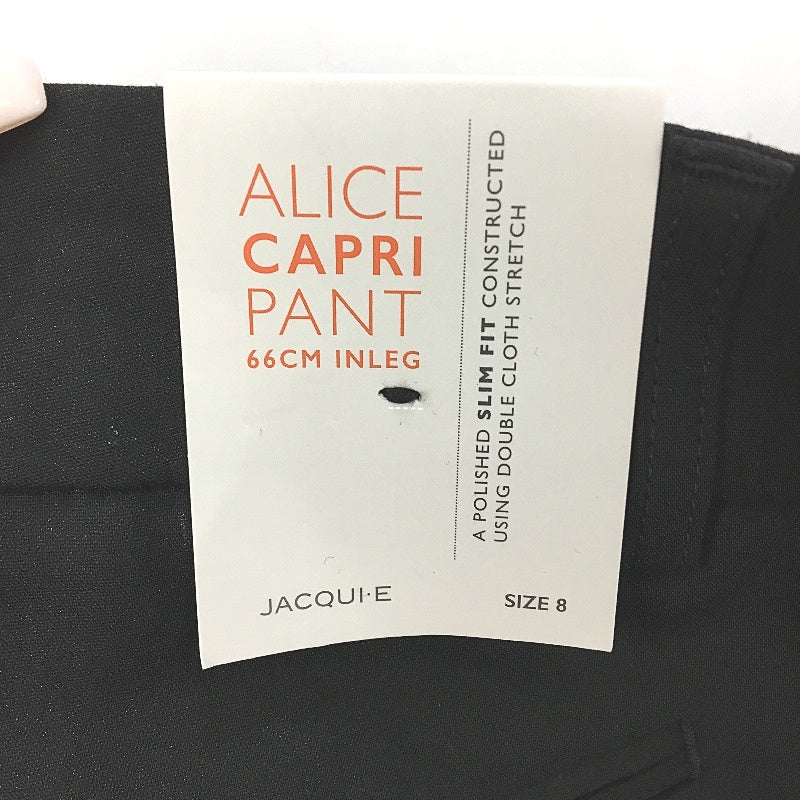 Jacqui E Black Capri 3/4 Basic Minimalist Pants Ladies Size 8 NEW