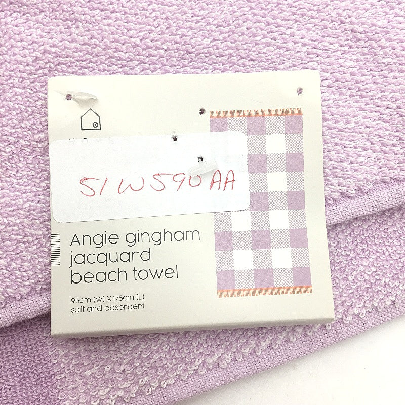 Target 2Pack Angie Gingham Jacquard Green & Purple Large Beach Towels NEW
