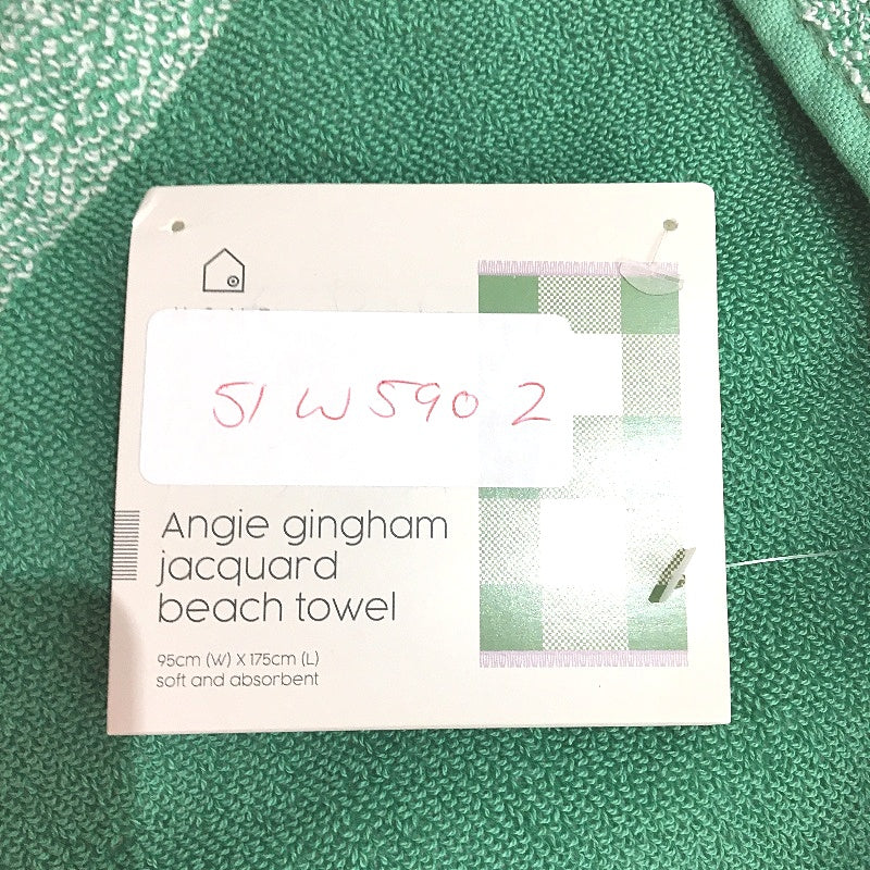 Target 2Pack Angie Gingham Jacquard Green & Purple Large Beach Towels NEW