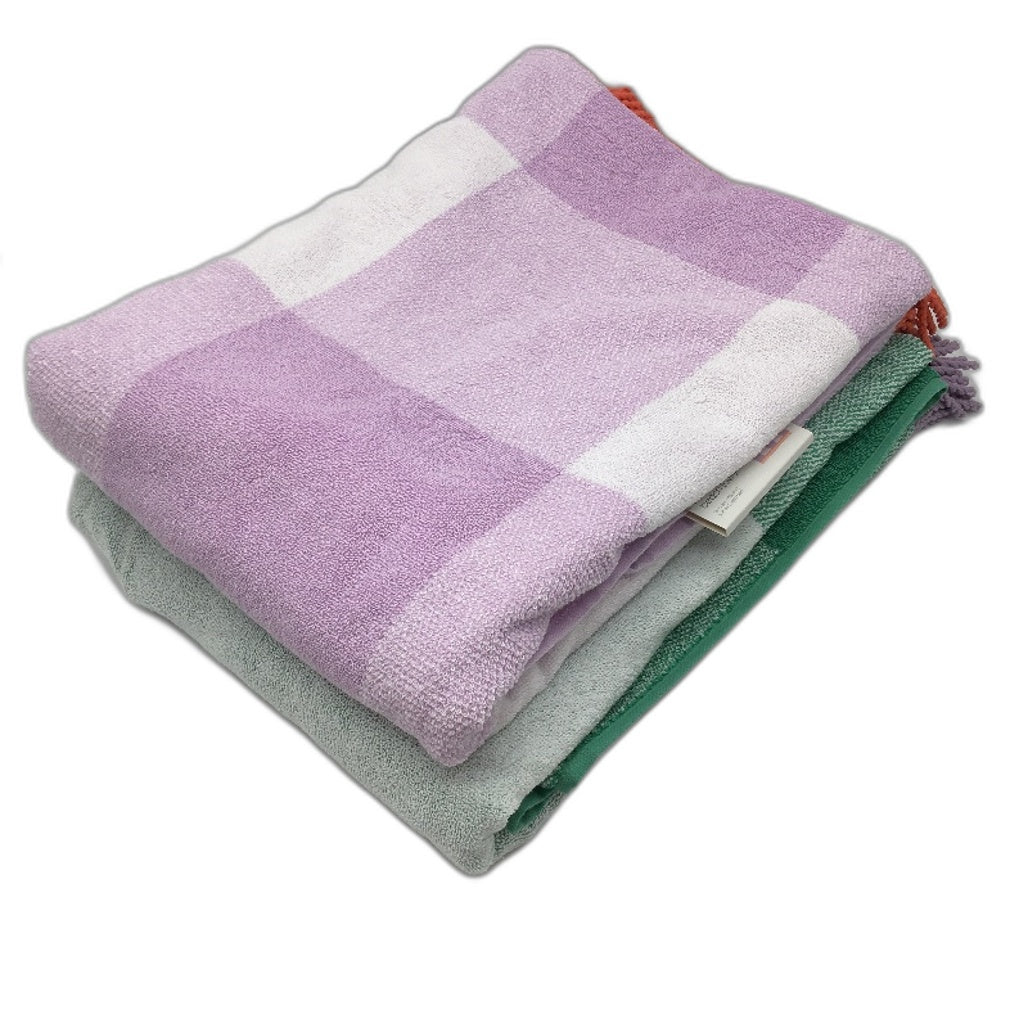 Target 2Pack Angie Gingham Jacquard Green & Purple Large Beach Towels NEW