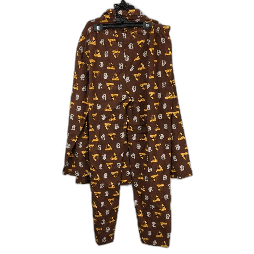 AFL Hawthorn Hawks Logo Brown Cotton Flannelette Pyjama Set Mens Size 3XL NEW