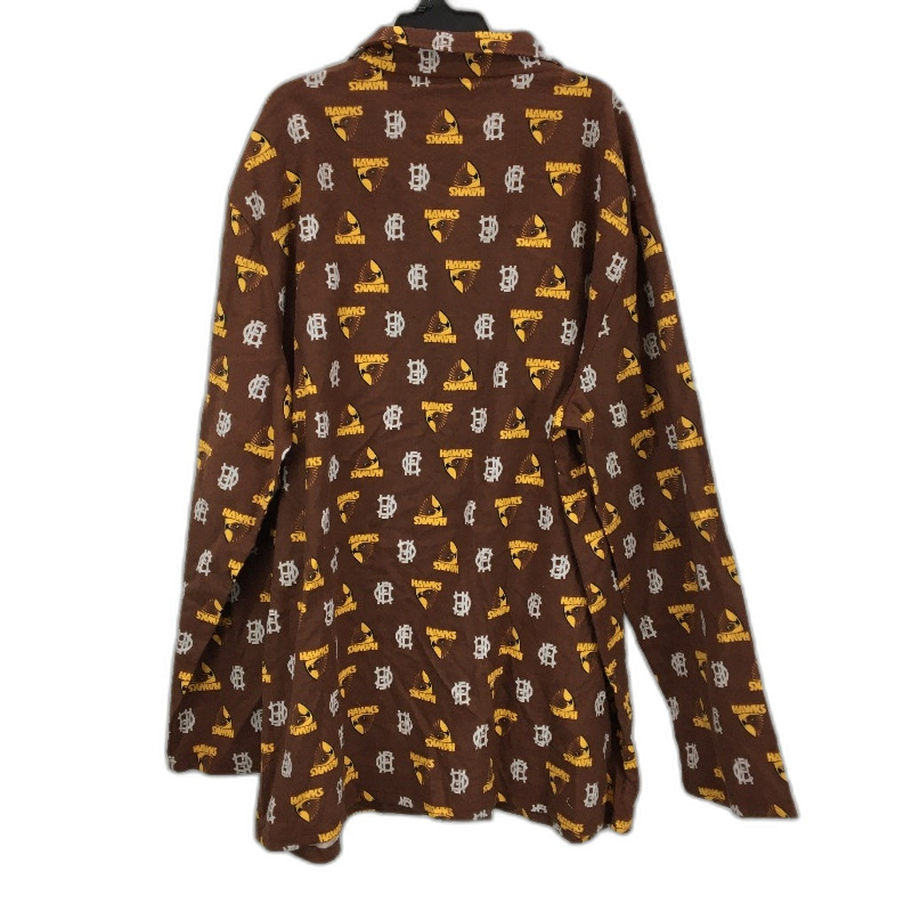 AFL Hawthorn Hawks Logo Brown Cotton Flannelette Pyjama Set Mens Size 3XL NEW