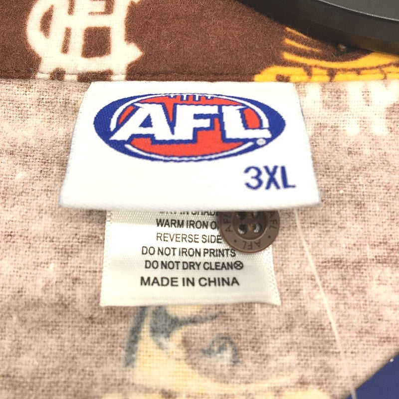 AFL Hawthorn Hawks Logo Brown Cotton Flannelette Pyjama Set Mens Size 3XL NEW