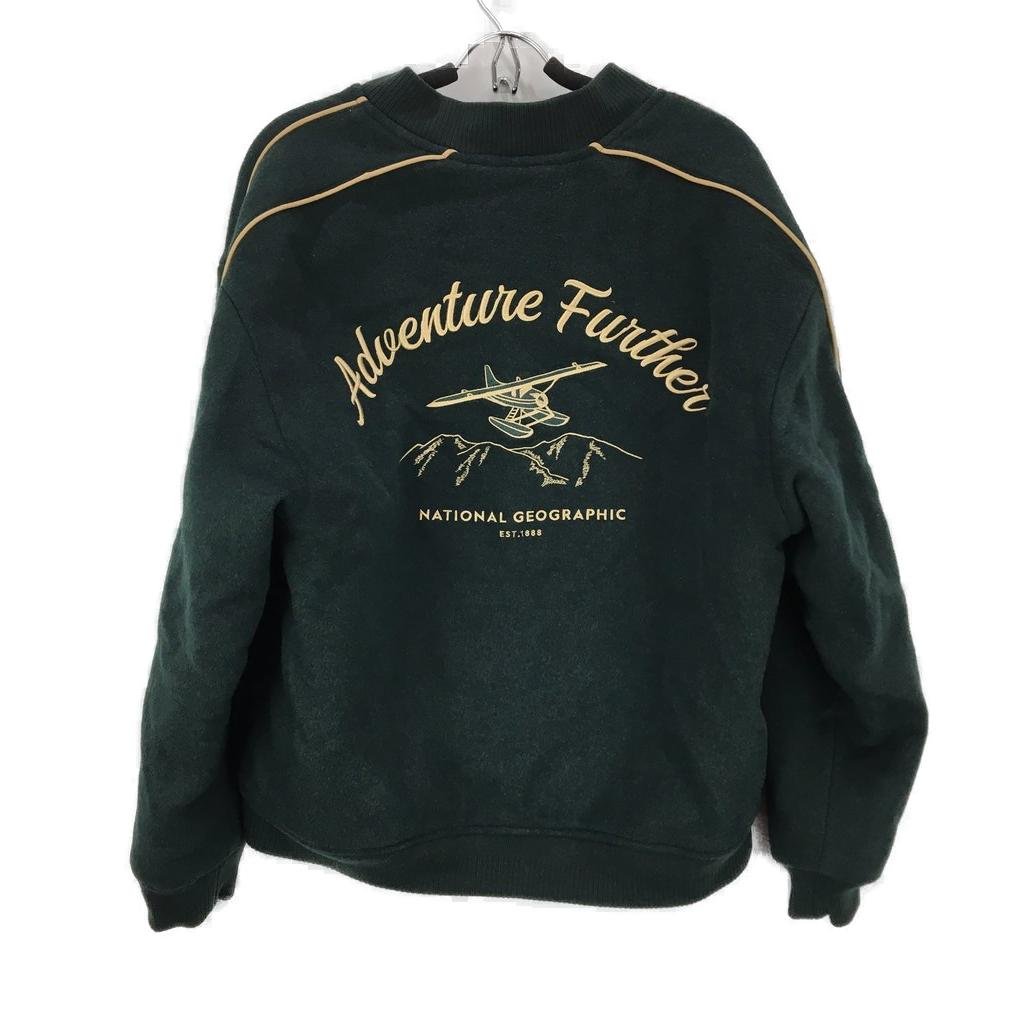National Geographic Emerald Green Varsity Bomber Jacket Mens Size US Medium NEW