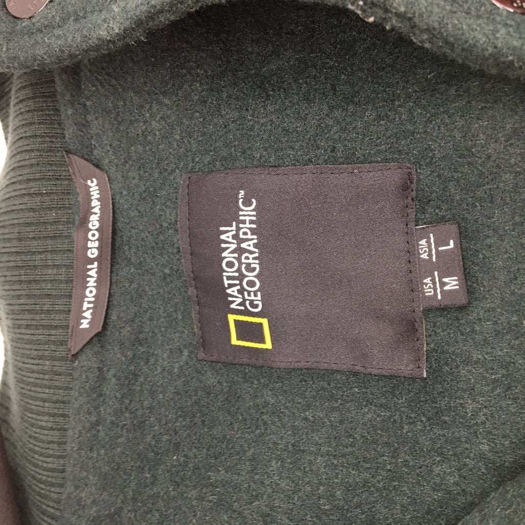 National Geographic Emerald Green Varsity Bomber Jacket Mens Size US Medium NEW