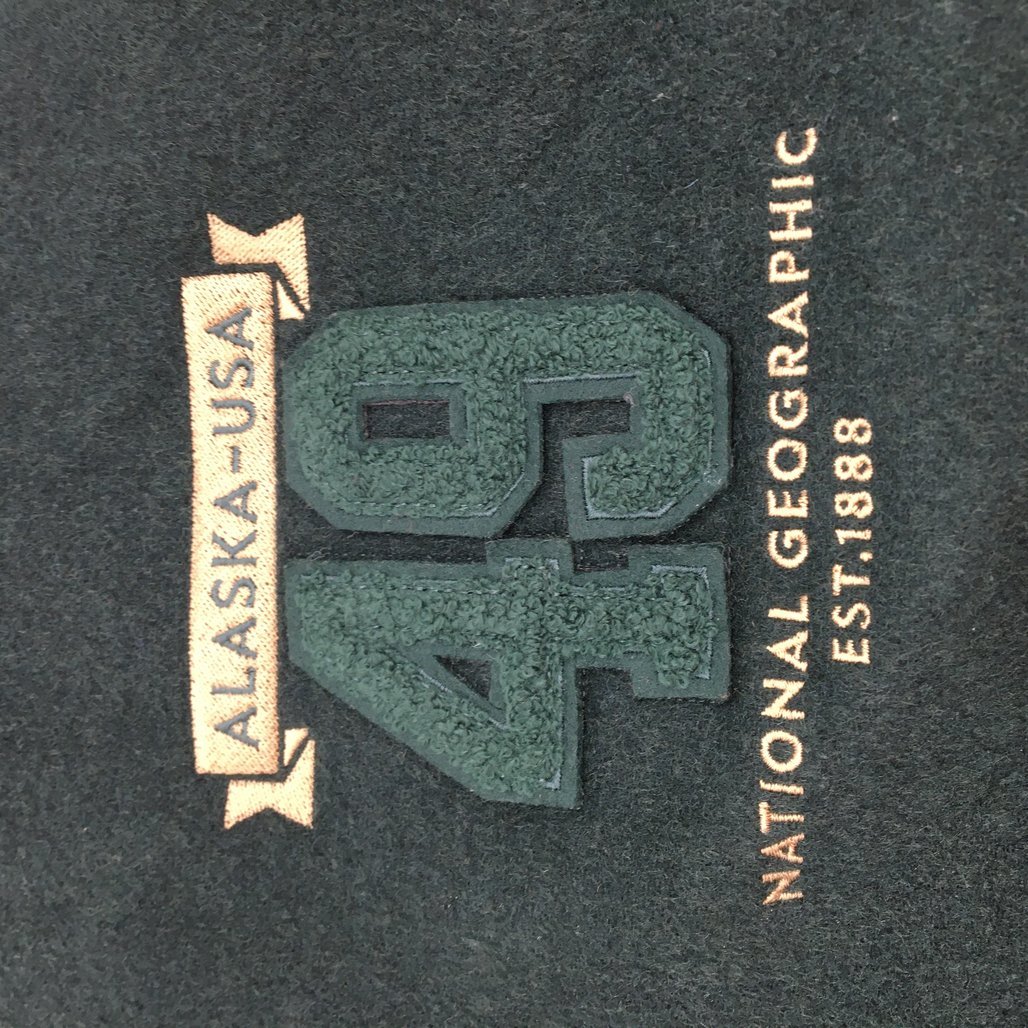 National Geographic Emerald Green Varsity Bomber Jacket Mens Size US Medium NEW