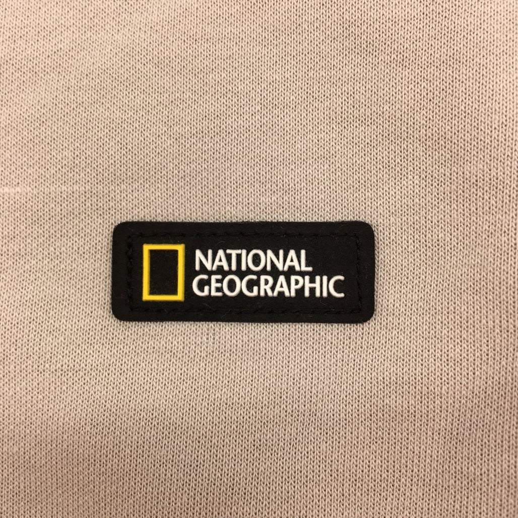 National Geographic Sleeve Pocket Mourning Beige Sweatshirt Mens Size US XS NEW