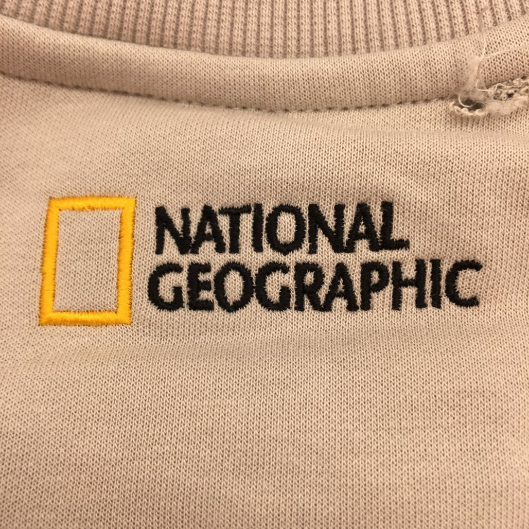 National Geographic Sleeve Pocket Mourning Beige Sweatshirt Mens Size US XS NEW