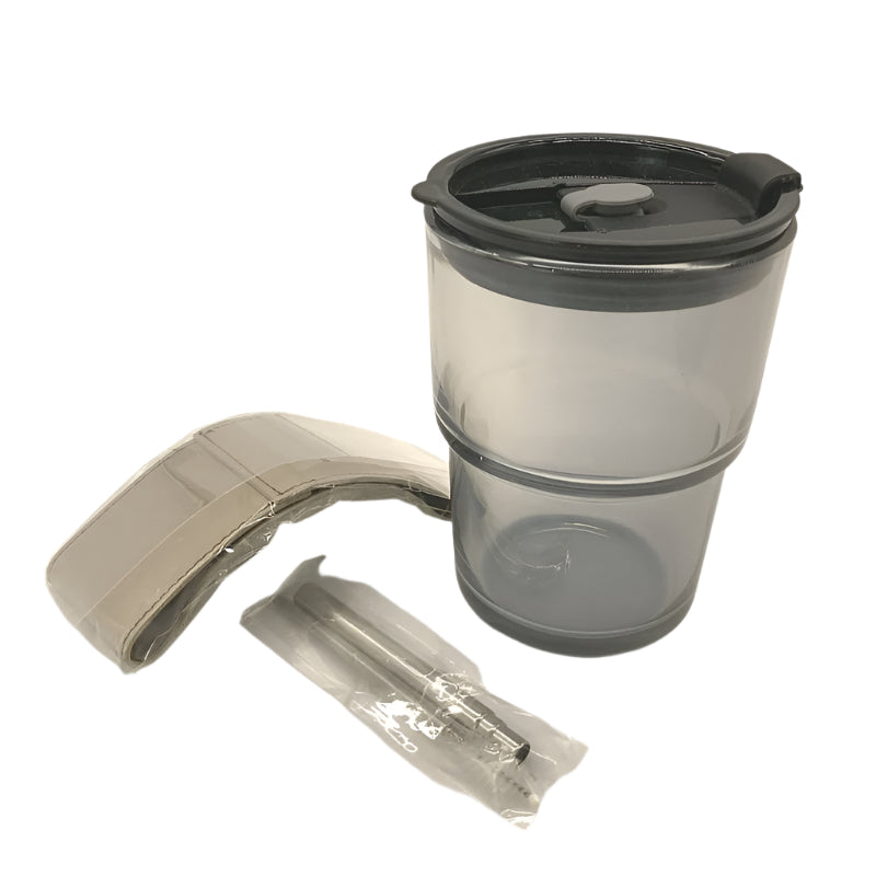 Simple Travel Glass Reusable Coffee Mug/Bottle Smoke Grey NEW