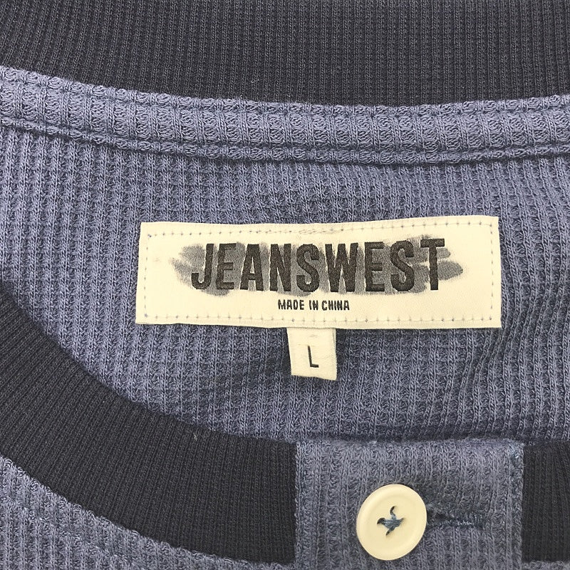 Jeanwest Mens Waffle Textured Long Sleeve Blue Button Shirt Size L NEW