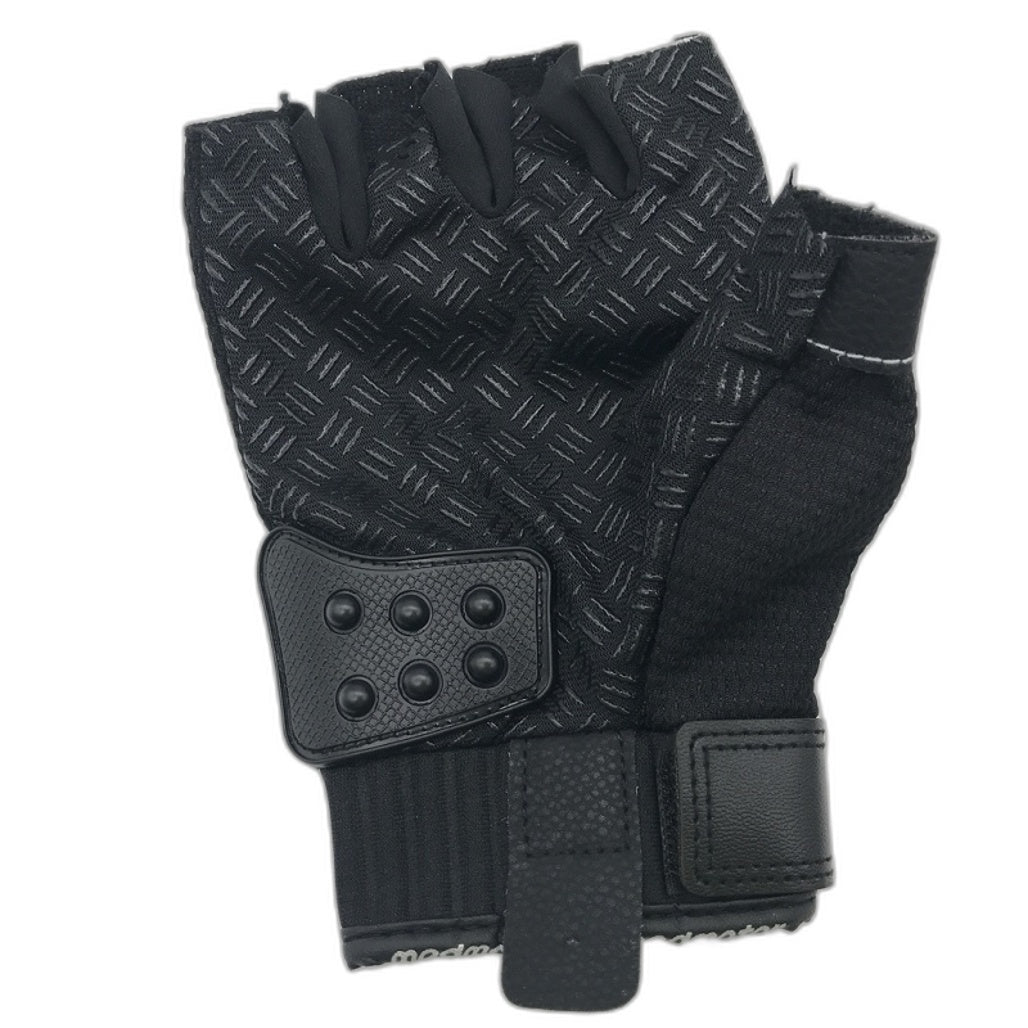 Madmotor Black Armour Motorcycle Fingerless Gloves Size XL NEW