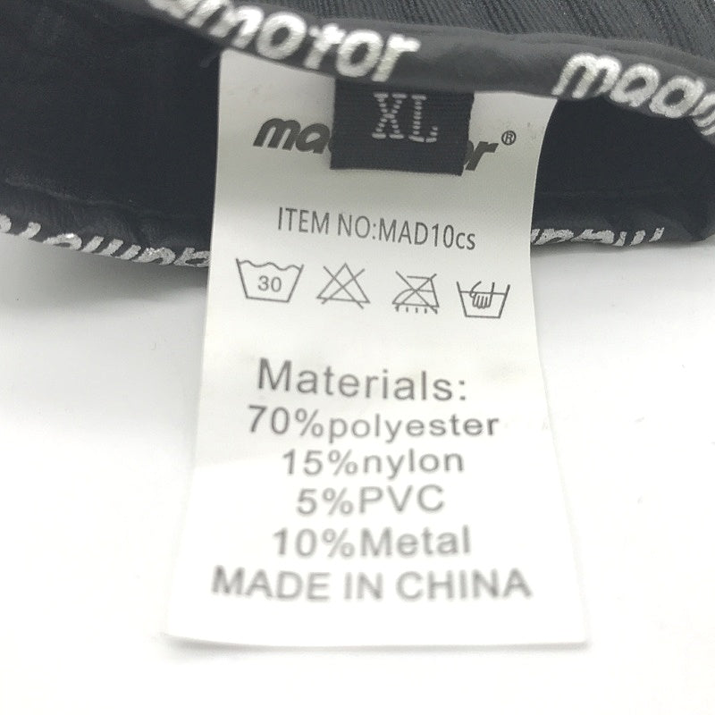 Madmotor Black Armour Motorcycle Fingerless Gloves Size XL NEW